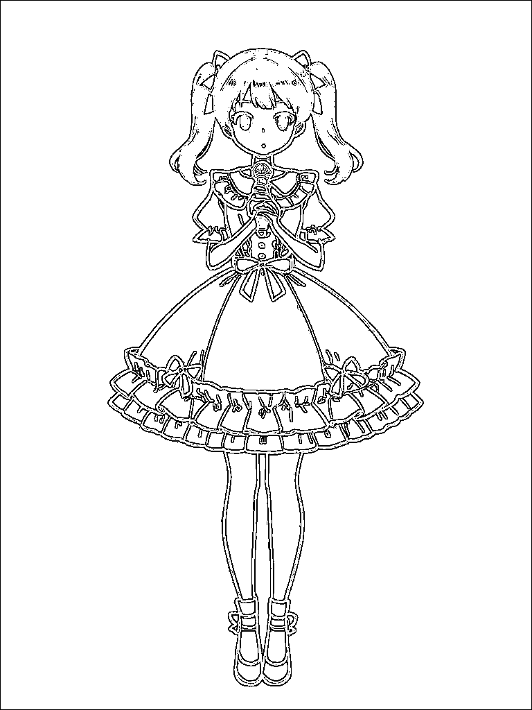 꽃 드레스 소녀 색칠놀이